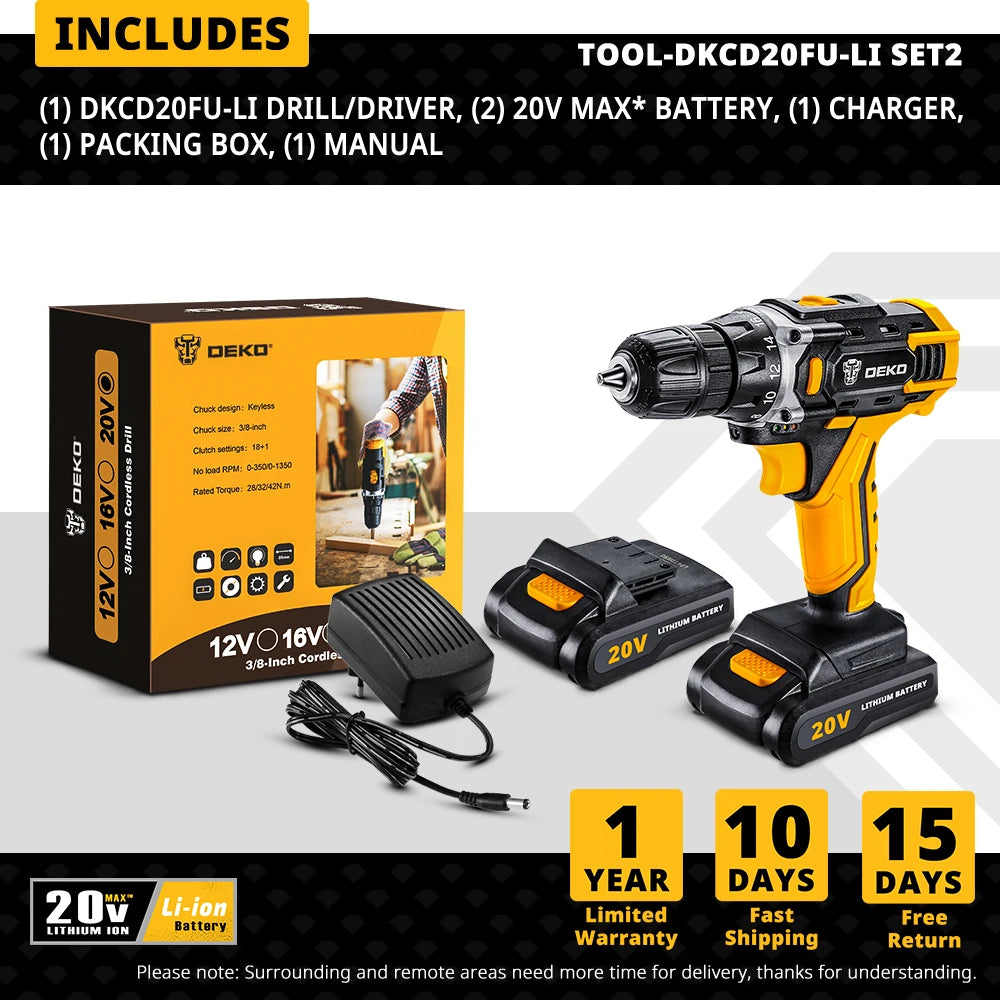 Perceuse-Visseuse Sans Fil DEKO 12V ou 16V