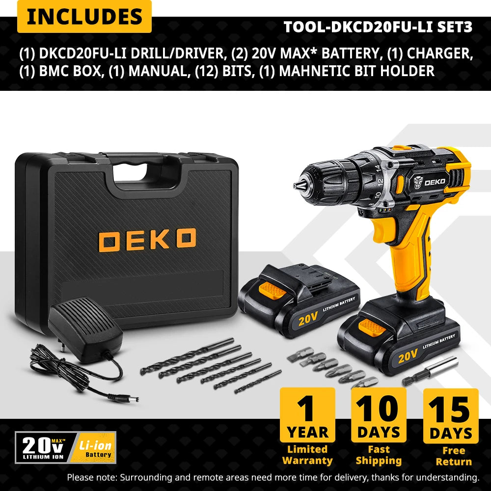 Perceuse-Visseuse Sans Fil DEKO 12V ou 16V
